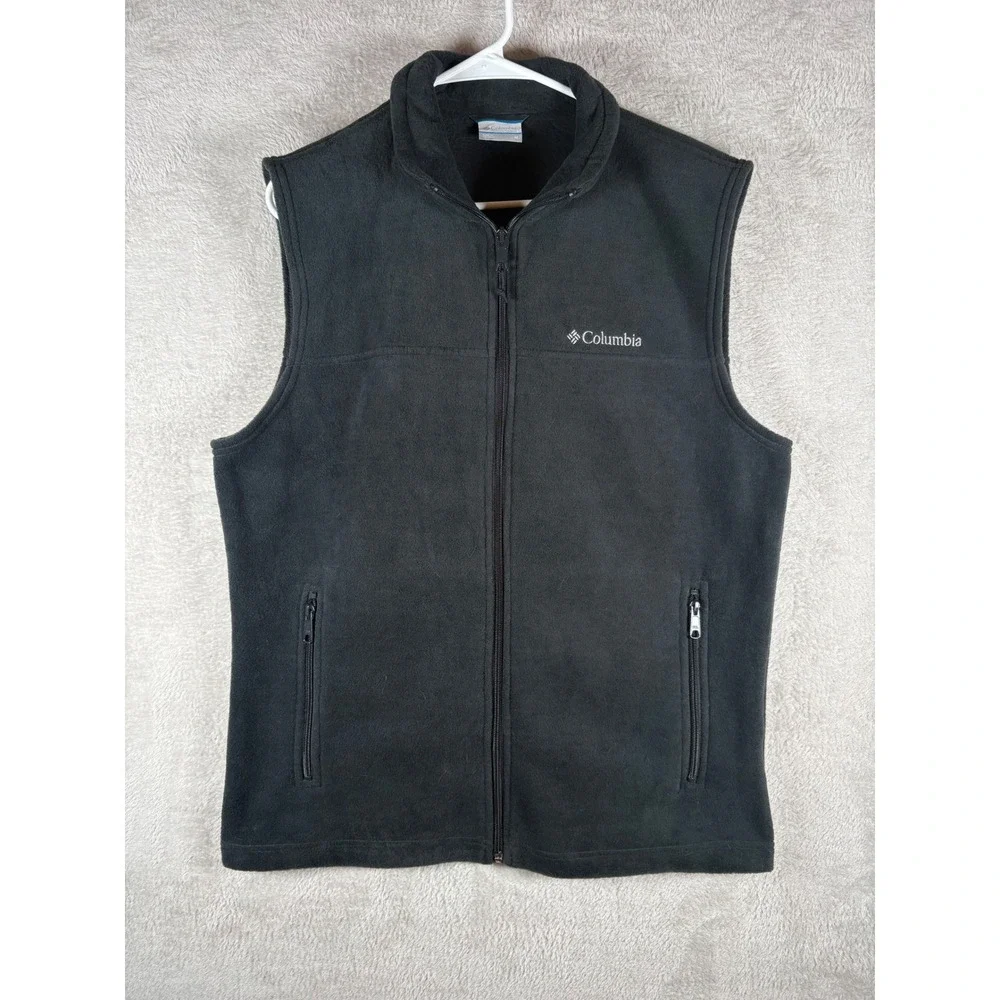 Columbia Flattop Ridge Men's Medium Gray Fleece Full Zip Vest Zipper Pockets
